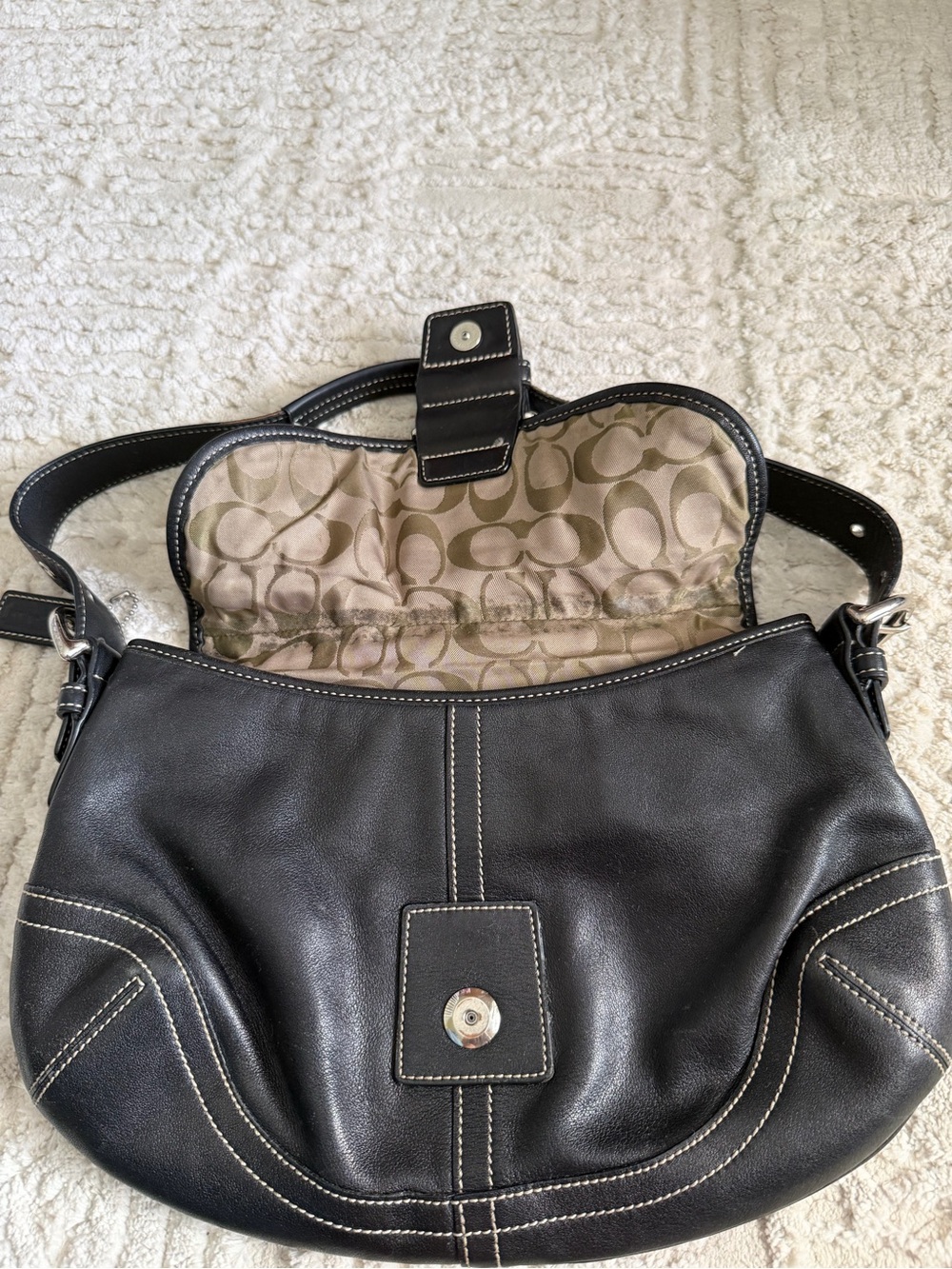 Coach vintage y2k black leather soho buckle flap hobo bag - Picture 7 of 11